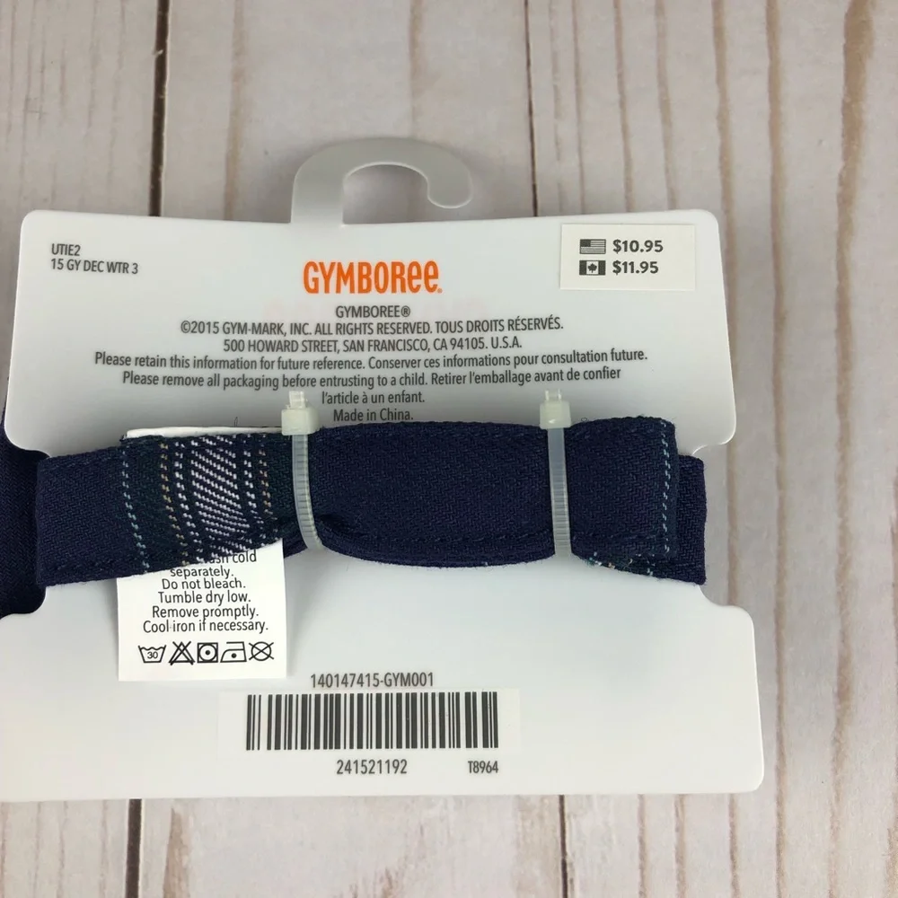 Gymboree plaid kids bow tie blue green size 2T-5T